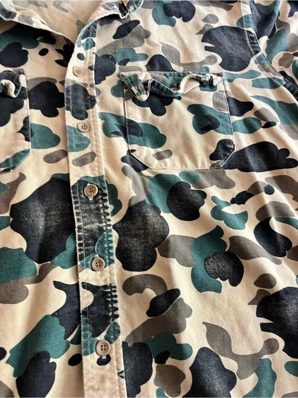 Vintage Men’s 80’s LL Bean Camo Longsleeve Tshirt Size 17 1/2 Made in USA - Picture 5 of 7